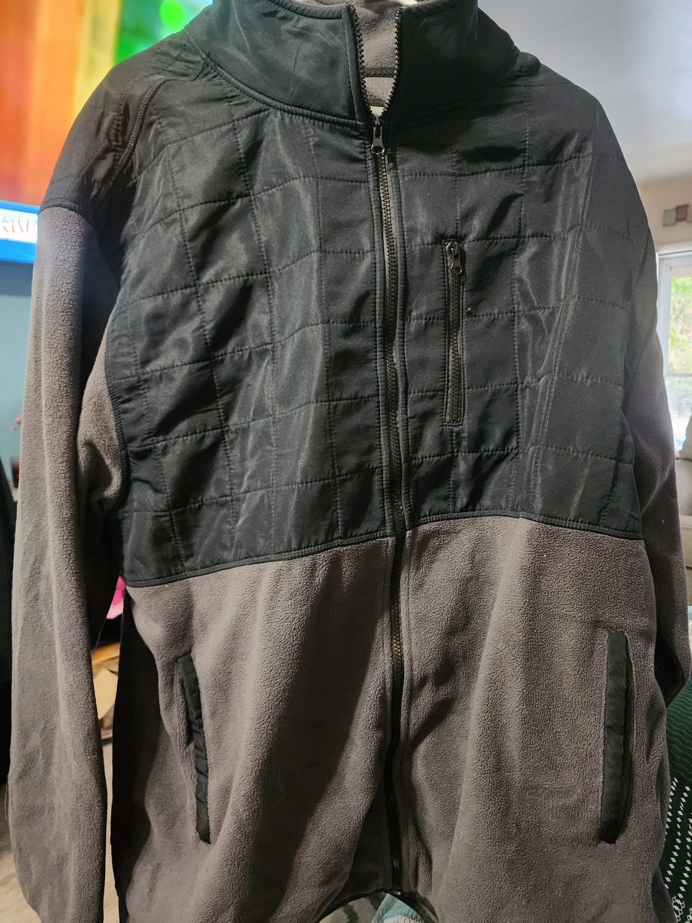 Beverly Hills Polo Club Black and Gray Quilted Fleece Jacket Sz 3X